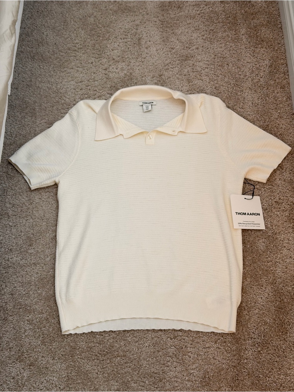 Men's Cream Short-Sleeve Knit Polo